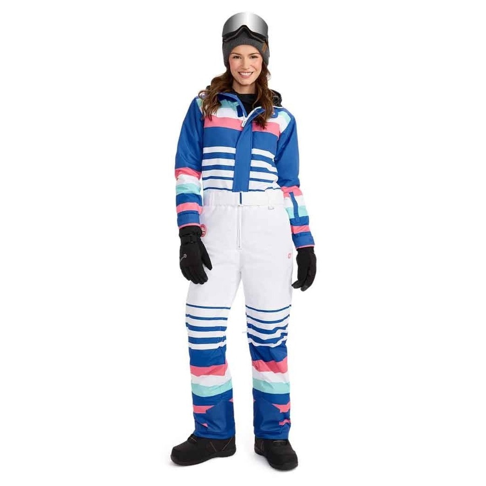 Tipsy Elves Ski Suit Women XS White Blue Pink Performance Snow Suit Icy U